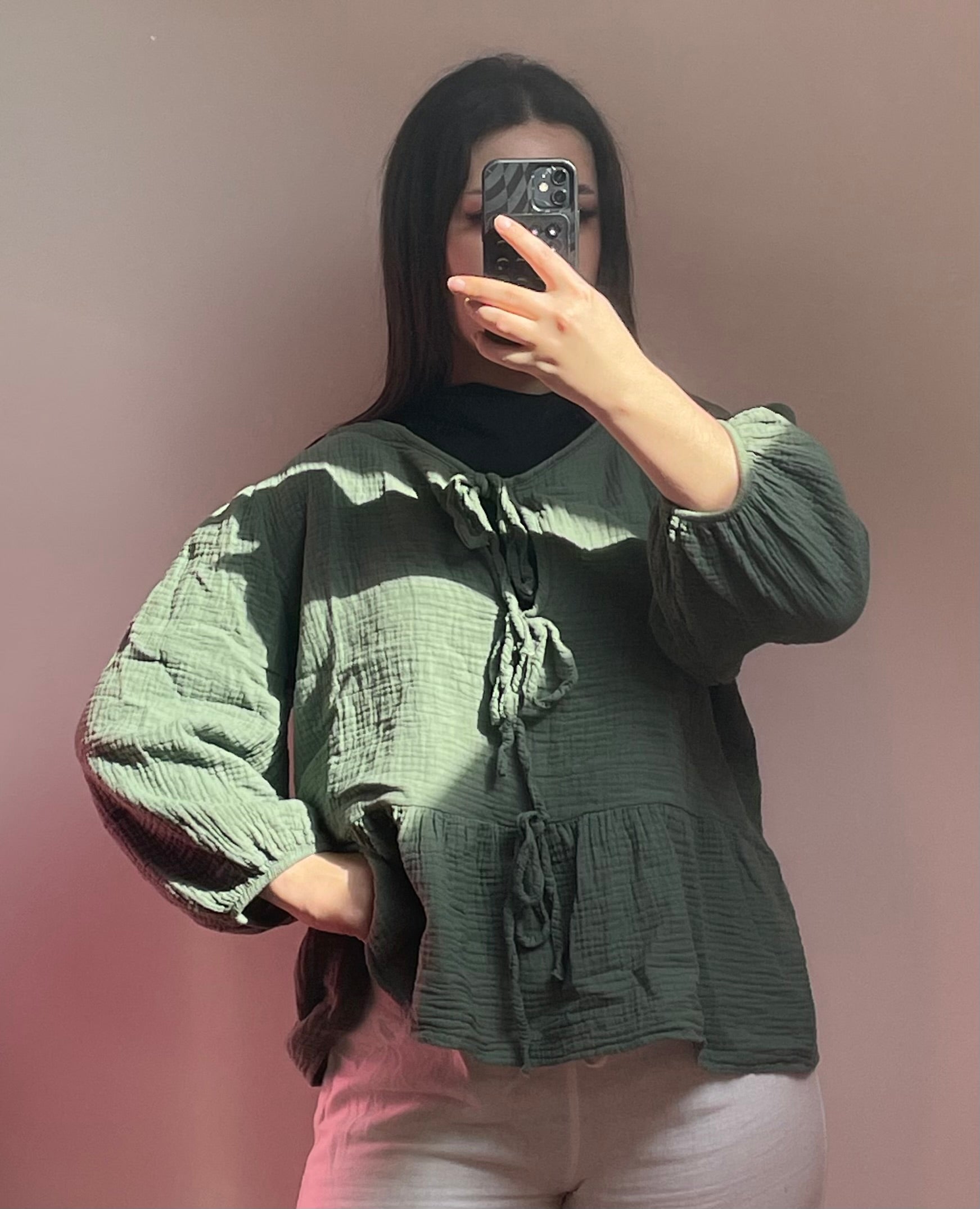 Blouse en gaze de coton Olive