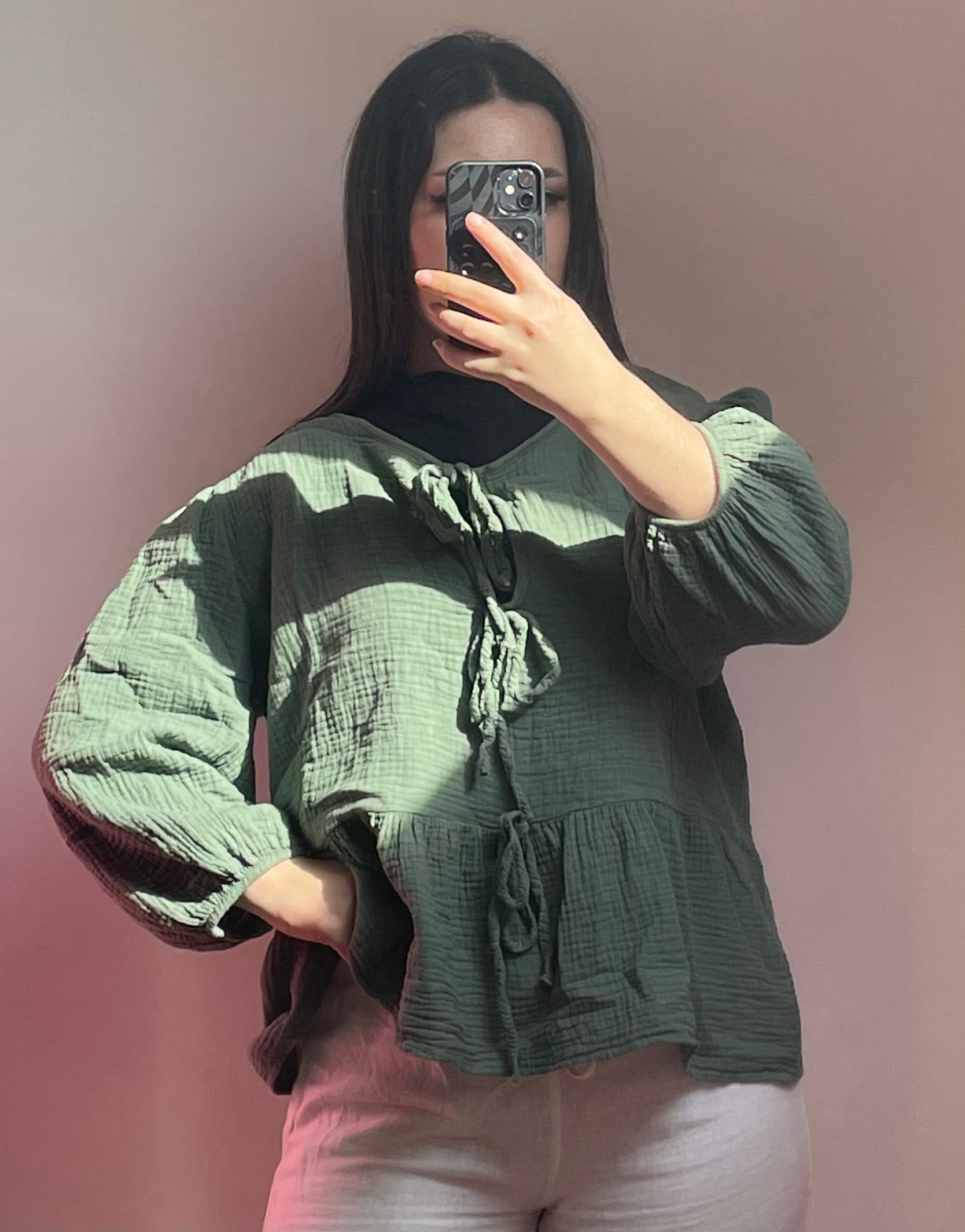 Blouse en gaze de coton Olive